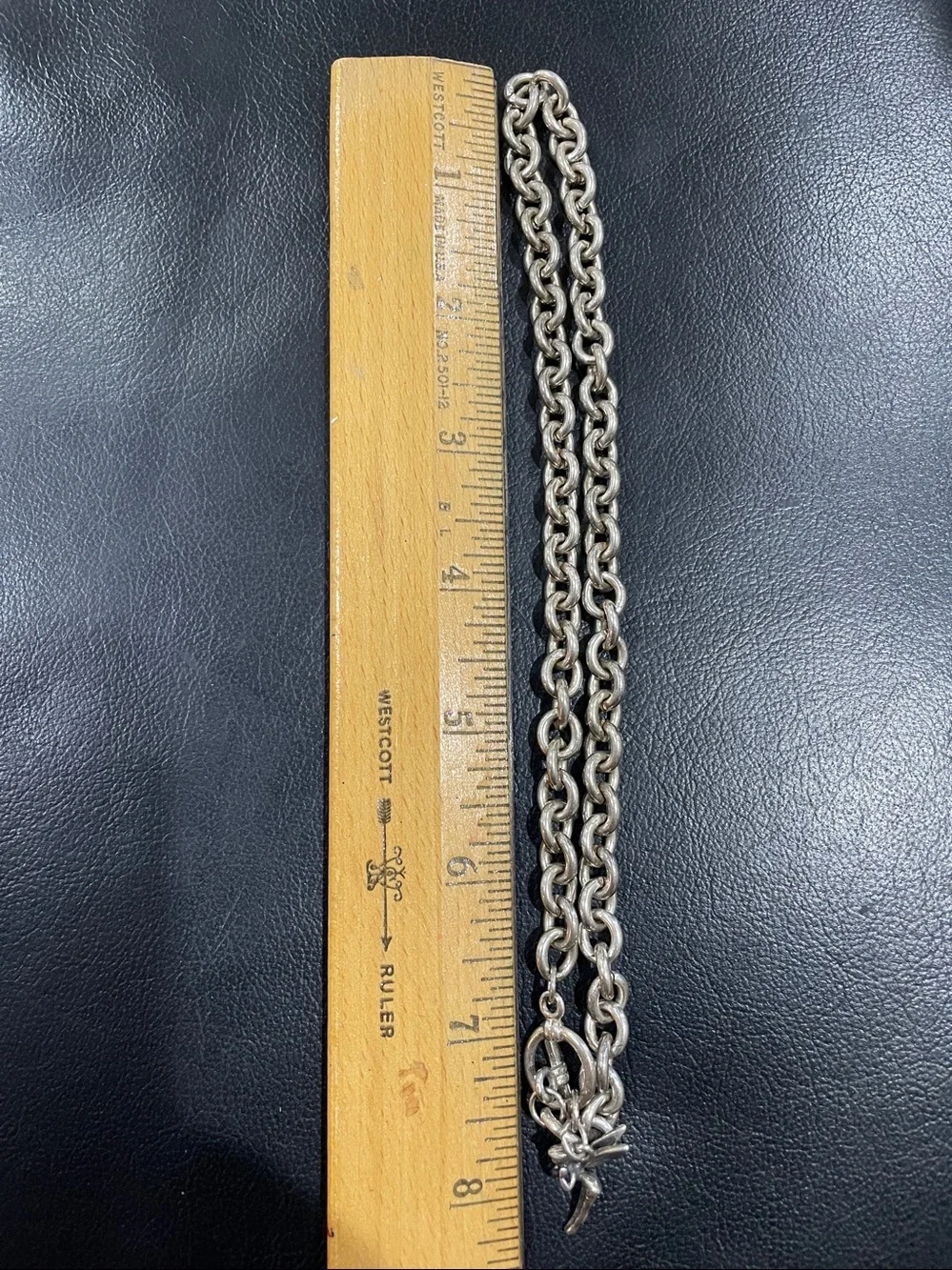 Disney Silver Tone Chunky Chain Toggle Clasp Necklace with Tinker Bell Pendant